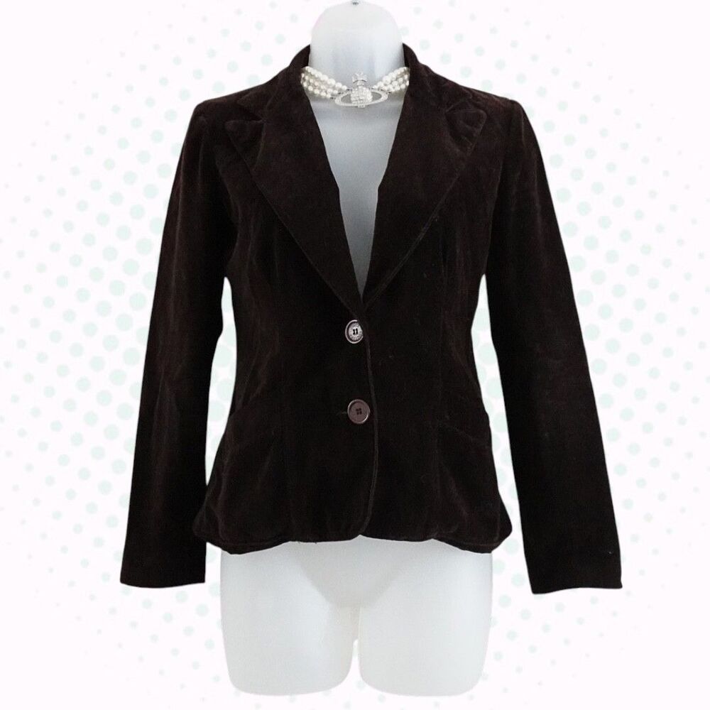 Vintage Y2K Juicy Couture Dark Brown Velour Blazer Jacket (SAMPLE PIECE) Size P